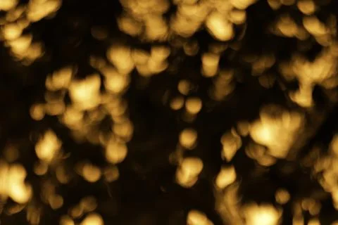 Abstract golden light bokeh pattern against a dark backdrop creating a hazy.. Stock Photos