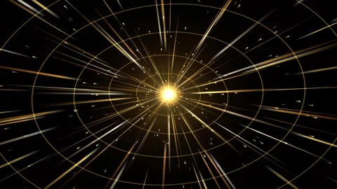 Abstract Golden Light Burst with Dynamic Radial Lines Background Video stock 346018890