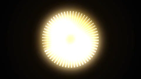 Abstract golden light burst rotating with radial pattern during night again.. Stock Footage 345620722
