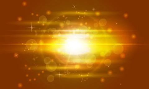 Abstract golden light explosion and bokeh particle background. Illustration