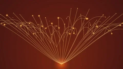 Abstract golden light lines expanding from center on dark red background an.. Stock Footage 340852193