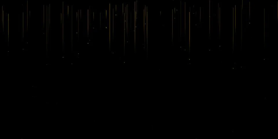 Abstract golden light lines falling on a black background Stock Illustration