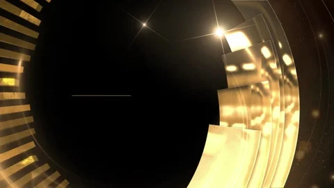 Abstract golden light motion background with glowing circular elements and Video stock 347341907