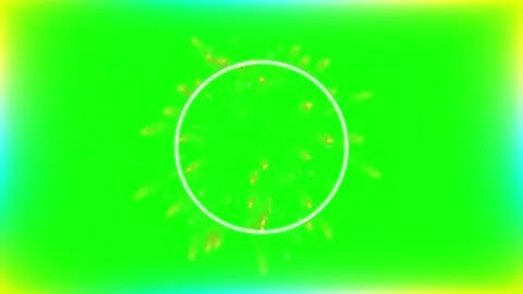 Abstract golden light particles explosion inside a white circle on green screen Stock Footage 344623954