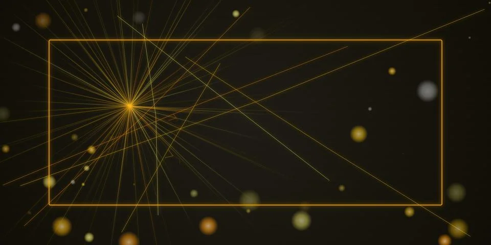 Abstract golden light rays and frame on dark background Stock Illustration