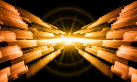 Abstract golden light rays background with glowing rectangular shapes. shiny  Stock Illustration