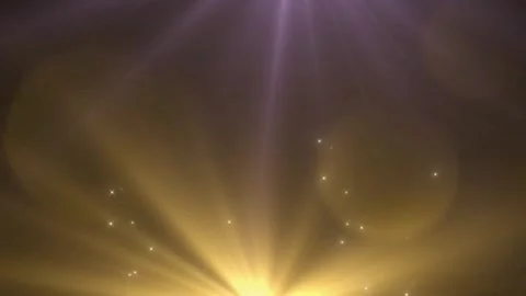 Abstract golden light rays with floating particles and lens flare effect on Stock Footage 337464938
