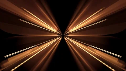 Abstract Golden Light Rays Tunnel with Fast Radial Motion on Black Stock Footage 345950911