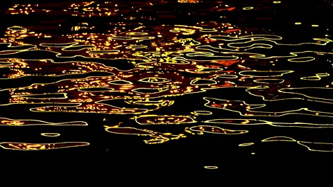 Abstract Golden Light Reflections on Rippling Water Stock Footage 330587047