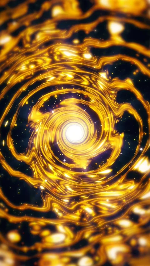 Abstract golden light spirals into a bright central point. 库存影片 330129515