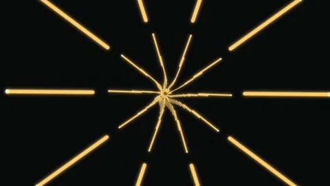 Abstract golden light streaks radiating from a central point Stock Footage 336349629