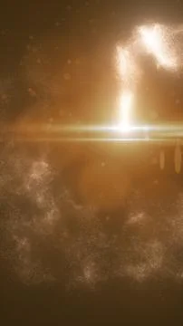Abstract golden light stream with glowing particles and lens flare, symboli.. Stock Illustration