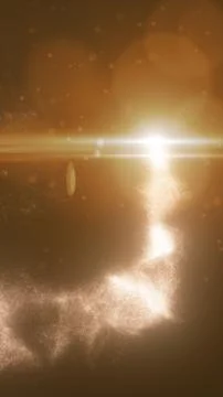 Abstract golden light stream with glowing particles and lens flare, symboli.. Stock Illustration