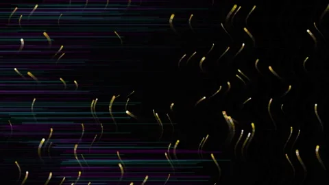 Abstract golden light trails and digital glitch lines motion graphics on da.. Stock-Footage 342583055