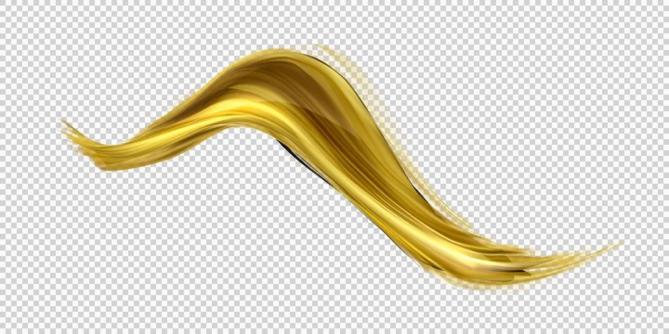 Abstract golden light wave dynamic motion trail on transparent background d.. Stock Illustration