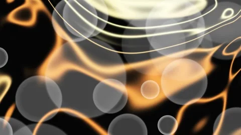 Abstract Golden Light Waves and Floating Bubbles on Black Stock Footage 332126574