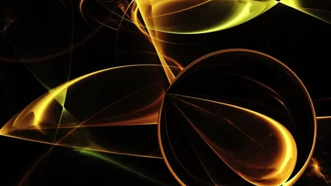 Abstract Golden Light Waves and Fluid Curves on Black Background 4K Stock Footage 346154624