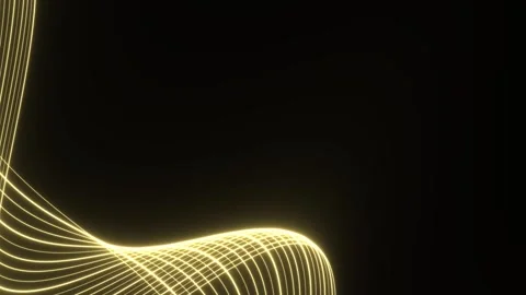 Abstract Golden Light Waves on Black Background Dynamic Motion Graphics. Stock Footage 342252383