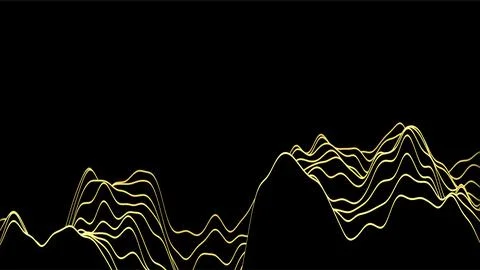 Abstract Golden Light Waves on Black Background. Stock Illustration