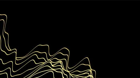 Abstract Golden Light Waves on Black Background. Stock Illustration