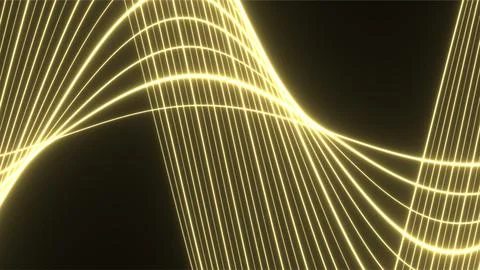 Abstract Golden Light Waves on Dark Background. Stock Illustration