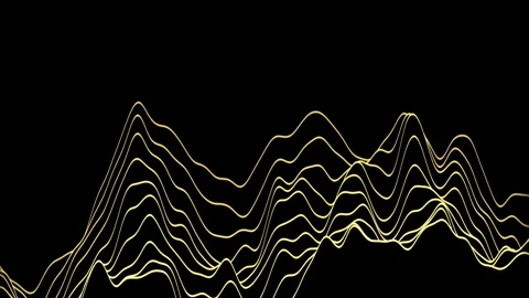 Abstract Golden Light Waves Flowing on Black Background Dynamic Digital Art.. Stock Footage 342248722