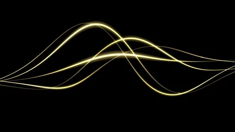 Abstract Golden Light Waves Flowing on Black Background Dynamic Motion Grap.. Stock Footage 342249943