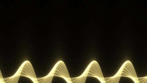 Abstract Golden Light Waves Flowing on Dark Background Loop. Stock Footage 342250972