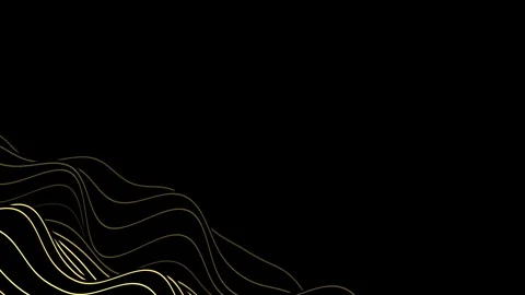 Abstract Golden Light Waves Flowing Elegantly on Dark Background. Stock Footage 342252001