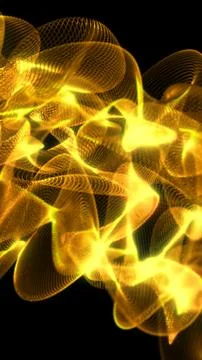 Abstract golden light waves intertwine in a dynamic mesh pattern on a black b Stock Illustration