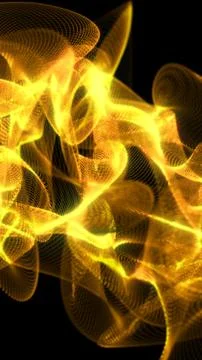 Abstract golden light waves intertwine in a dynamic mesh pattern on a black.. Stock Illustration