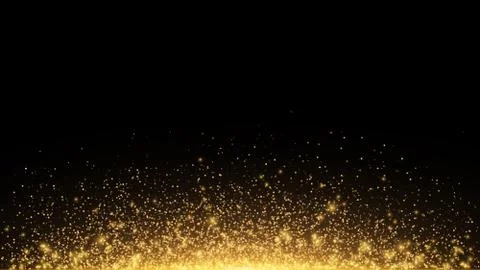 Abstract golden lights with backlight. Flying magical golden dust and glare. Stock Illustration