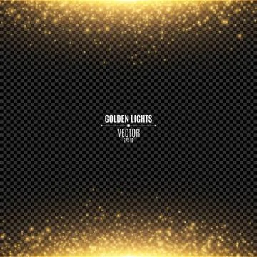 Abstract golden lights fall on a transparent background. Magical gold dust an Stock Illustration