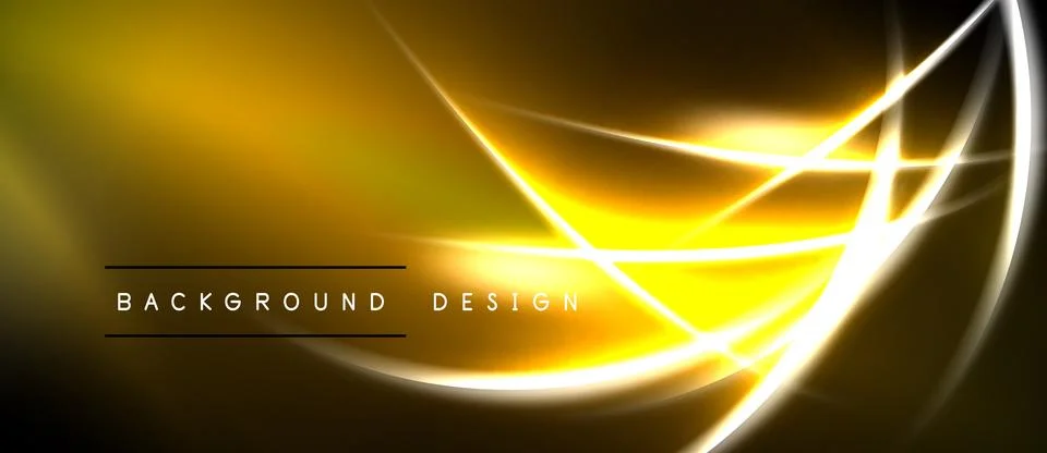 Abstract golden lines create dynamic flow. Bright gradients, smooth curves,.. Stock Illustration