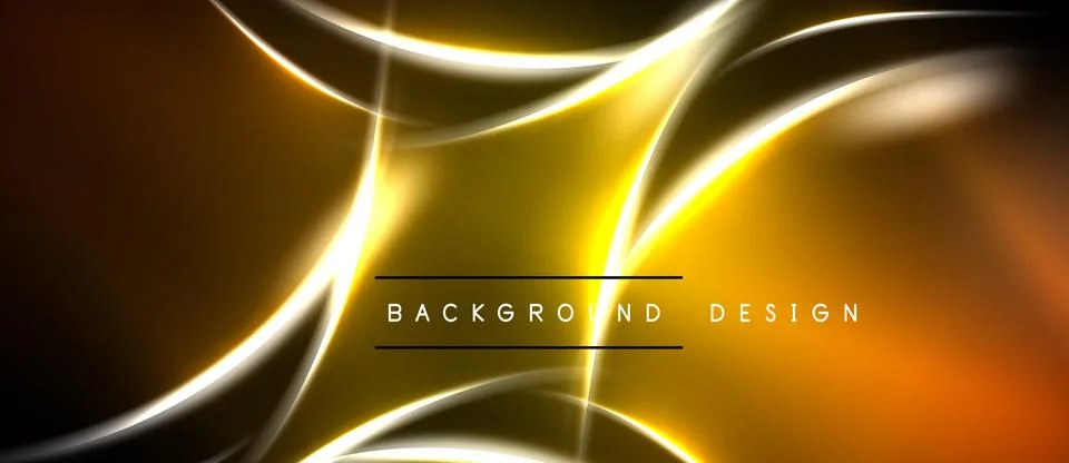 Abstract golden lines create dynamic flow. Dark background emphasizes bright Stock Illustration
