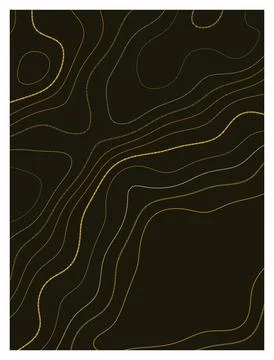 Abstract golden lines on dark background topographic map inspired art. Stock Illustration