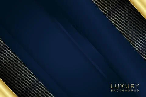 Abstract golden lines diagonal overlapping on blue background Stock-Illustration