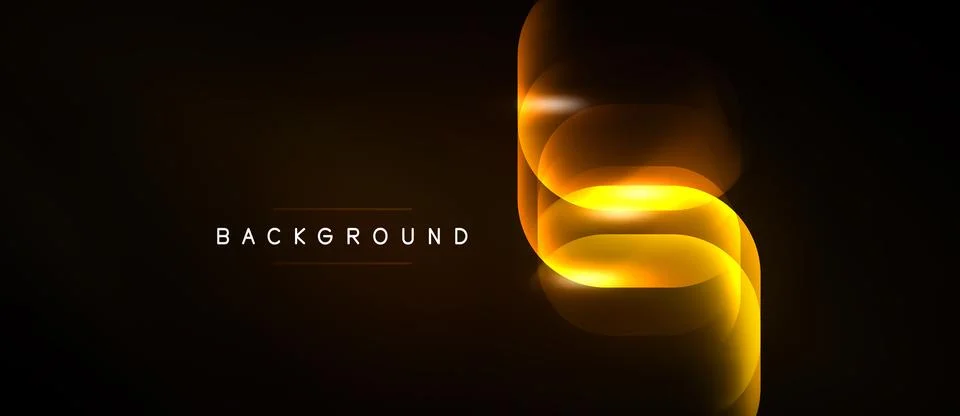 Abstract golden lines flow, creating dynamic light effect. Dark background Stock Illustration