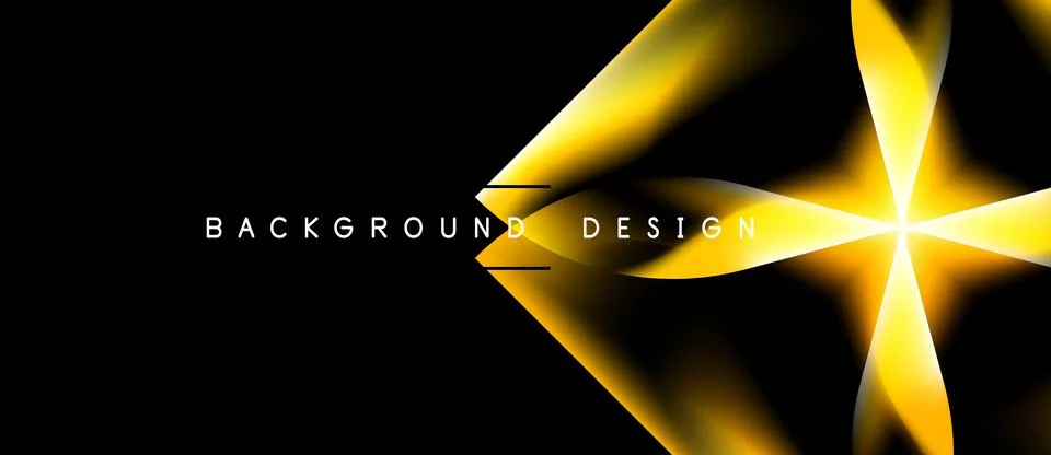 Abstract golden lines form dynamic shape against black backdrop. Minimalist Stock Illustration