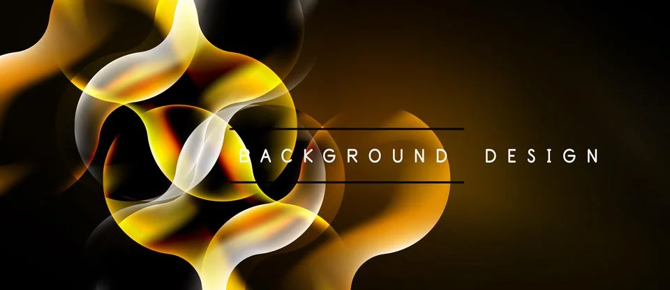 Abstract golden lines form dynamic shapes over dark background. Text reads Ilustração Stock
