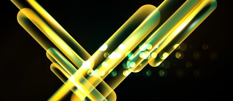 Abstract golden lines intersect, creating dynamic light effects. Bright spa.. Stock Illustration