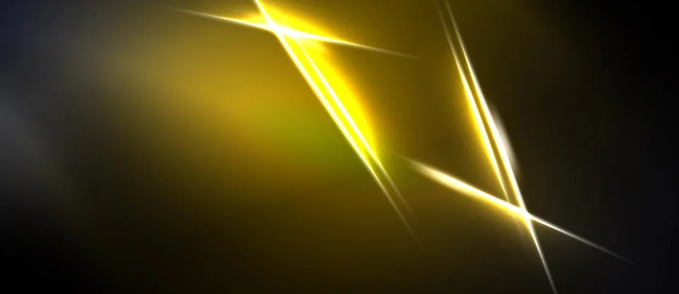 Abstract golden lines intersect dark background. Bright energy radiates, Stock Illustration