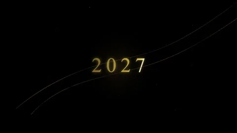 Abstract golden lines with the year twenty twenty seven text celebration vide Stock Footage 345055953