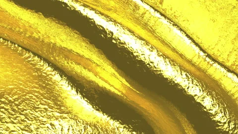 Abstract golden liquid surface with motion waves. Golden rich glamour background Stock Footage 133115347