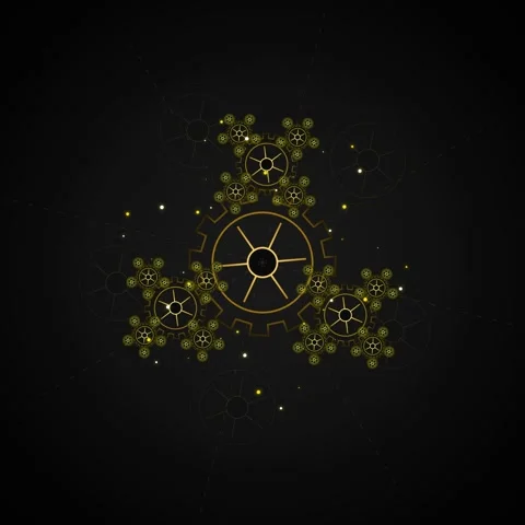 Abstract golden mandala pattern glowing on dark background Stock Footage 345689367