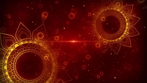 Abstract Golden Mandala Pattern on Red Background. 스톡 동영상 319422900