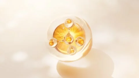 Abstract golden molecule circulating inside transparent sphere on bright ba.. 스톡 동영상 327112392