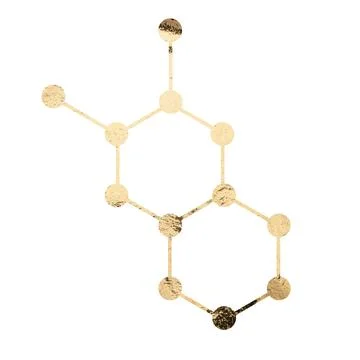 Abstract golden molecule design symbolizing the structure of chemical and Stock Photos