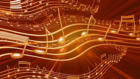 Abstract Golden Musical Notes Moving In waves Shape Stock Footage 201429557