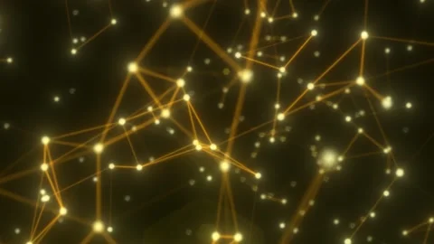 Abstract golden network of glowing nodes and lines, symbolizing digital con.. Stock Footage 334688178